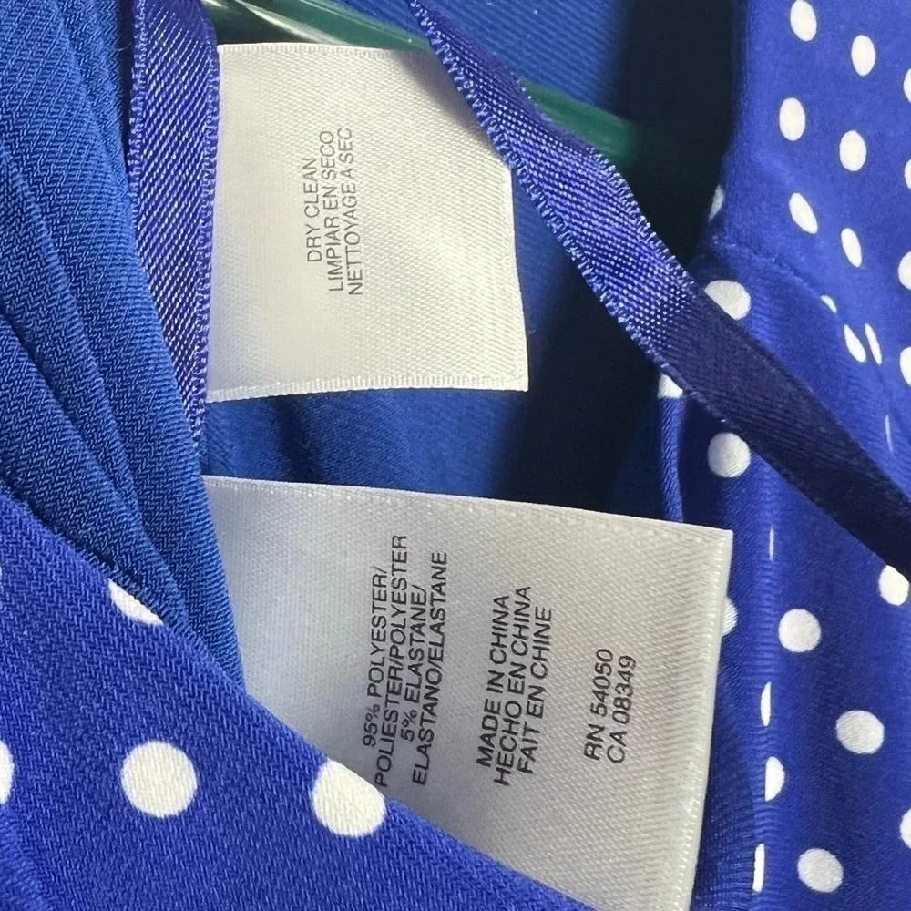 Anne Klein Cap Sleeve Dress Polka Dot Fit-Flared Back Zip Size 8 - Picture 5 of 5